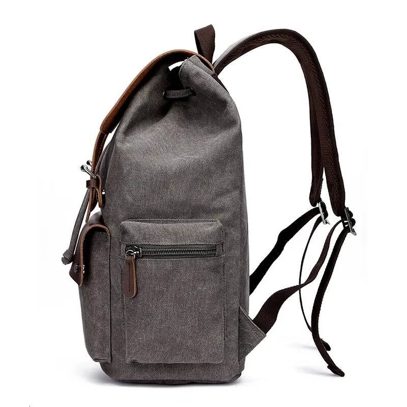 Vintage Canvas Men 15.6 Inch Laptop Casual Schoolbag for Teenager Large Capacity Travel Backpack high-quality