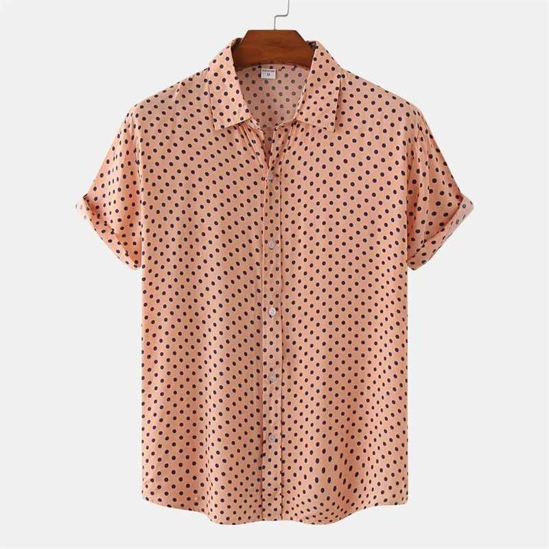 Fashion Solid Colored Dots Hawaiian Shirt Men Casual Short Sleeves Summer 3d Printed Button Blouse Tops Street Button Shirts Y250819