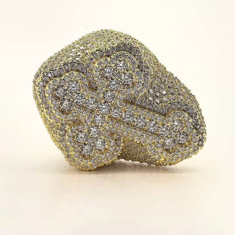 Moissanite Ring Hip Hop 925 Sterling Silver Cross Moissanite Ring Baguette Cut Moissanite Cross Ring