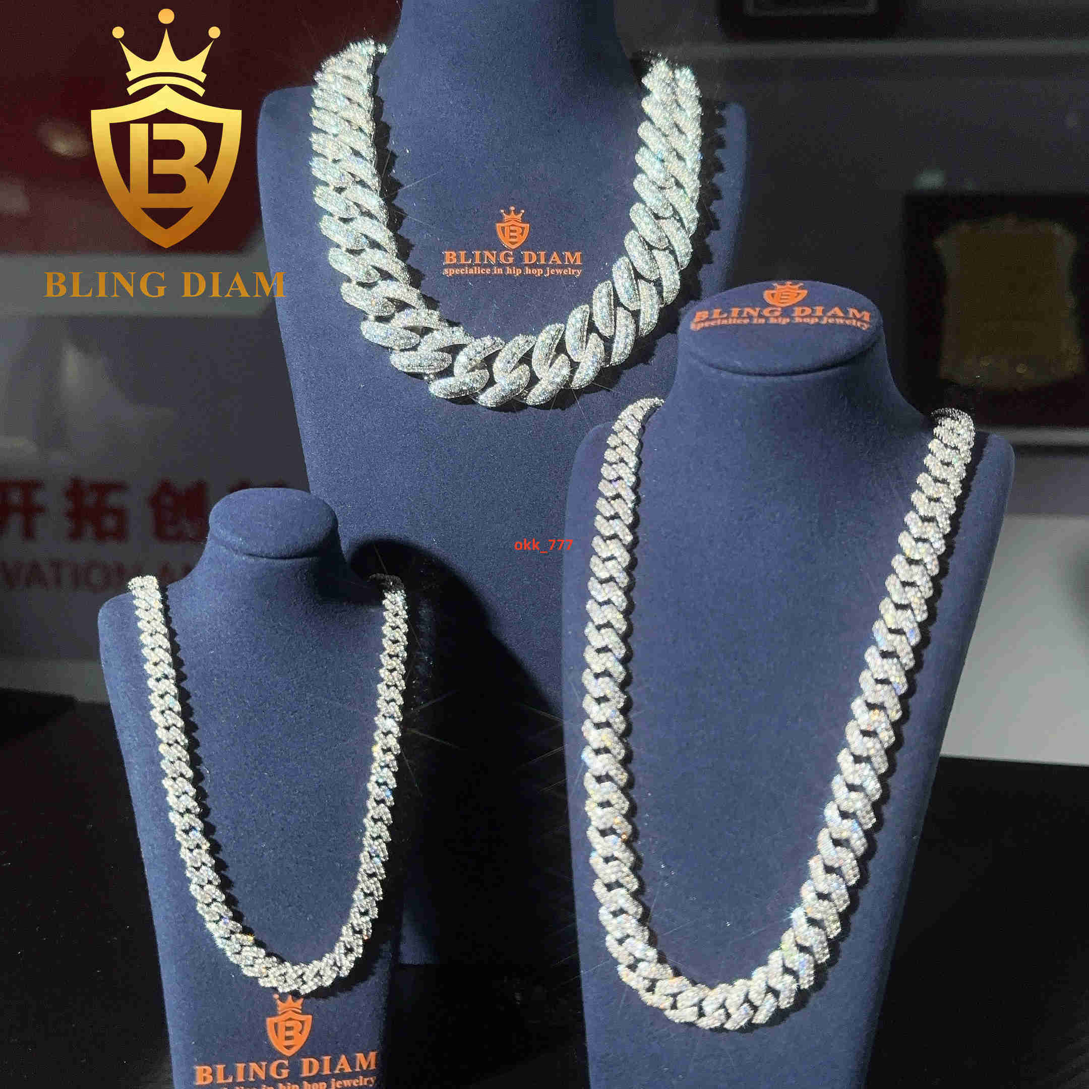 925 Sterling Silver 6mm 8mm 10mm Cuban Link Chain Hip Hop Chain Moissanite Diamond Cuban Link Necklace