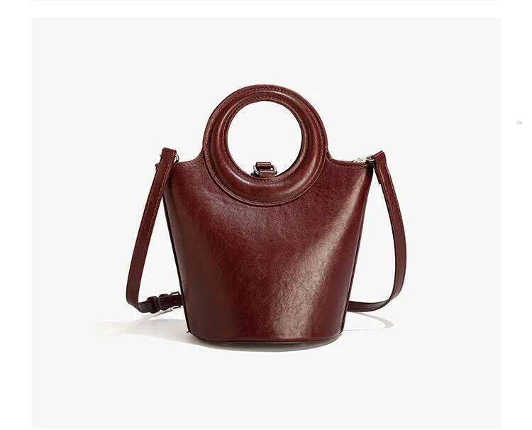 Vintage Bucket Bag Women Convertible Crossbody With Top Handle Leather Trim For Daily Commute