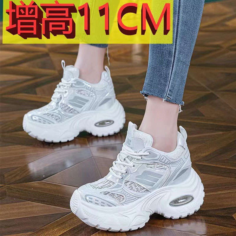 Summer Autumn Breathable Mesh 2025 New Small Size Gospel Instant Height Increase 11cm Thick Sole Air Cushion Dad Shoes