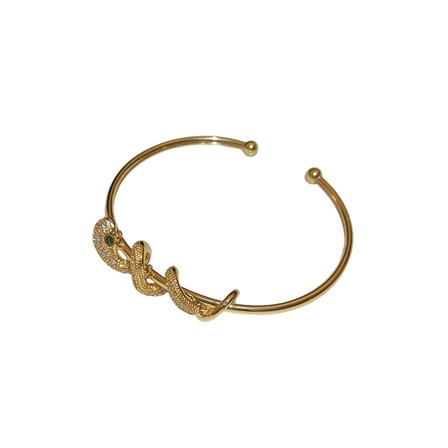 Gold Tone Snake - Shaped Cuff Bracelet With Crystal Accents Elegant For Daily And Special Occasions High - Quality And Stylish Jewelry Gift For Her