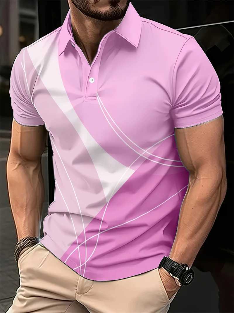 Simple Geometric Line Shirts Fashion Summer Short SLeeve 3D Printed Shirt Casual Oversized Business Mens Clothing Y250819