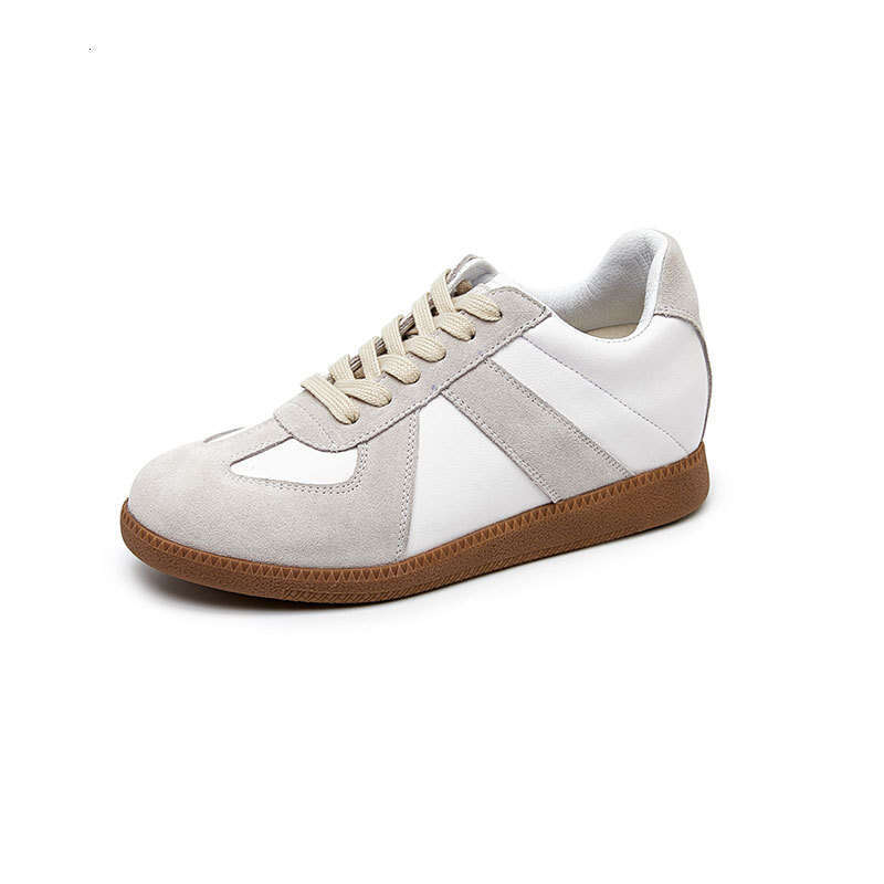 Genuine Leather Height Increase German Training for Women Silver White Shoes 2024 Summer New Style Inner Sheepskin Versatile Casual Sneakers