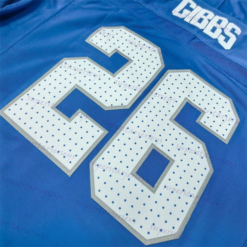 custom 0 Gibbs 2025 Football Jersey 14 Amon-Ra St. Brown Jahmyr Jack Campbell Barry Sanders Jared Goff Jeff Okudah Johnson Hot Sale