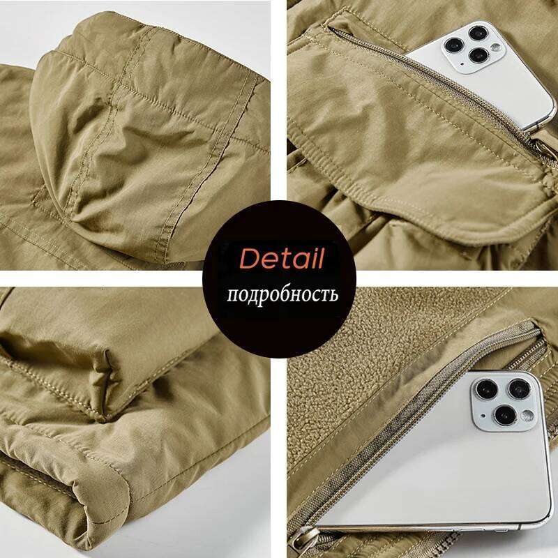 Winter Cargo Warm Fleece Thicken Embroidery Coats Men Autumn Outwear Detachable Hat Outfits Jackets Male