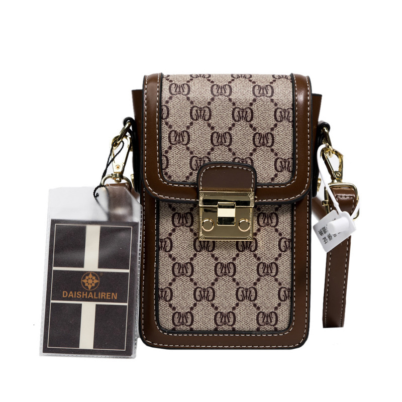 2025 New Women's Bag Small Bag Free Shipping Luxury Designer Ins Super Hot Retro Print Crossbody Phone Bag Versatile Single Shoulder Small Square