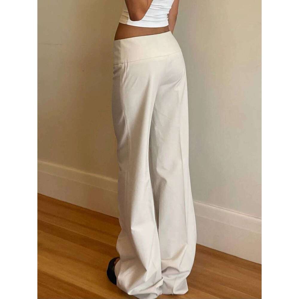 Rockmore Y2K Vintage Baggy Flare Pant Women Fashion Casual Low-rise Solid Wide Leg Trousers Streetwear pantalones