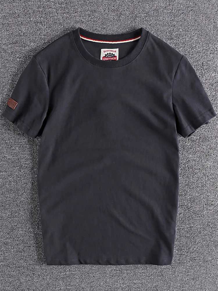 Summer New American Retro Short-sleeved O-neck Solid Color T-shirt Mens Fashion Simple 100% Cotton Washed Casual Sport Tops Y250819