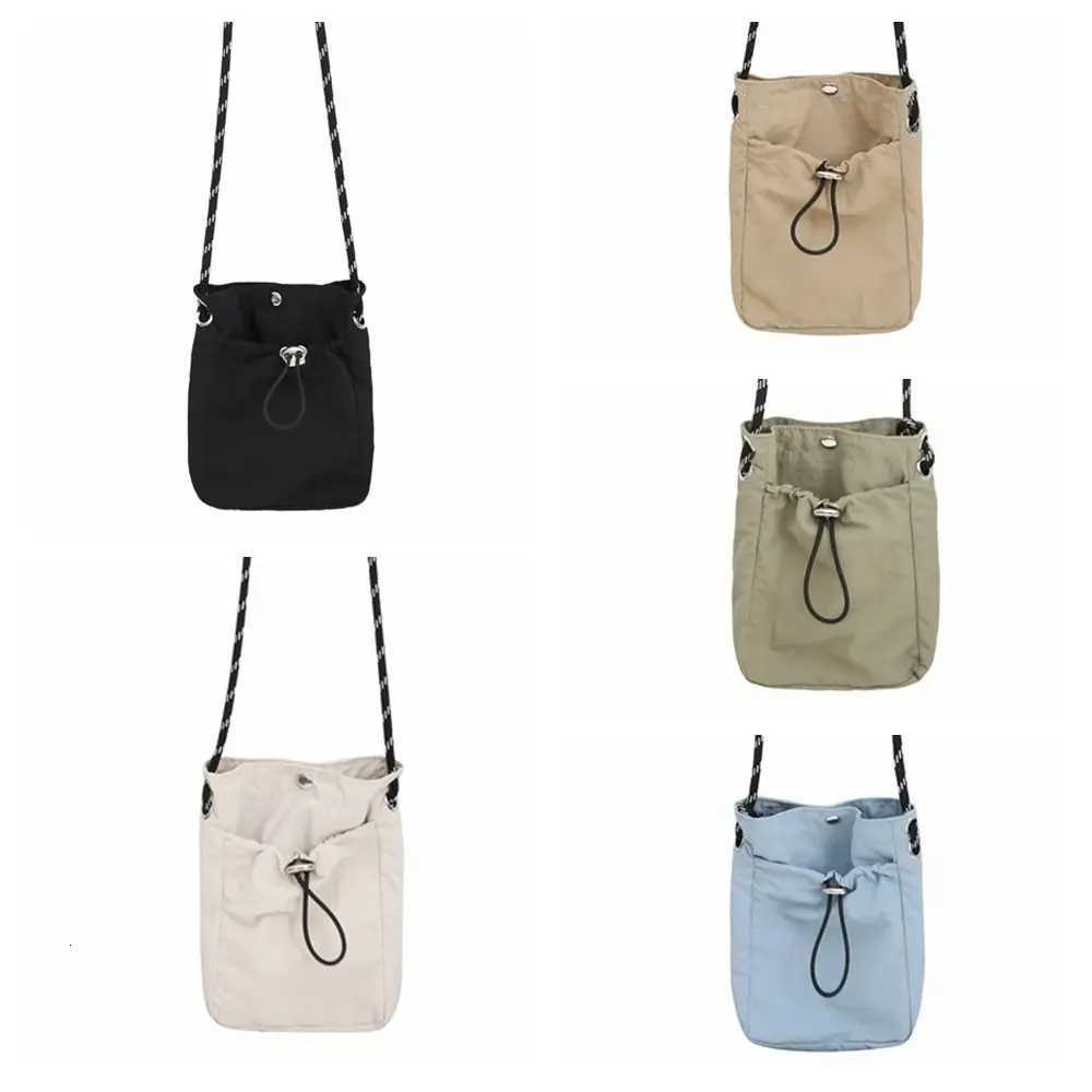 Cute Korean Style Drawstring Phone Bag Large Capacity Tote Bag Crossbody Bag Niche Design Solid Color Shoulder Bag Y250819