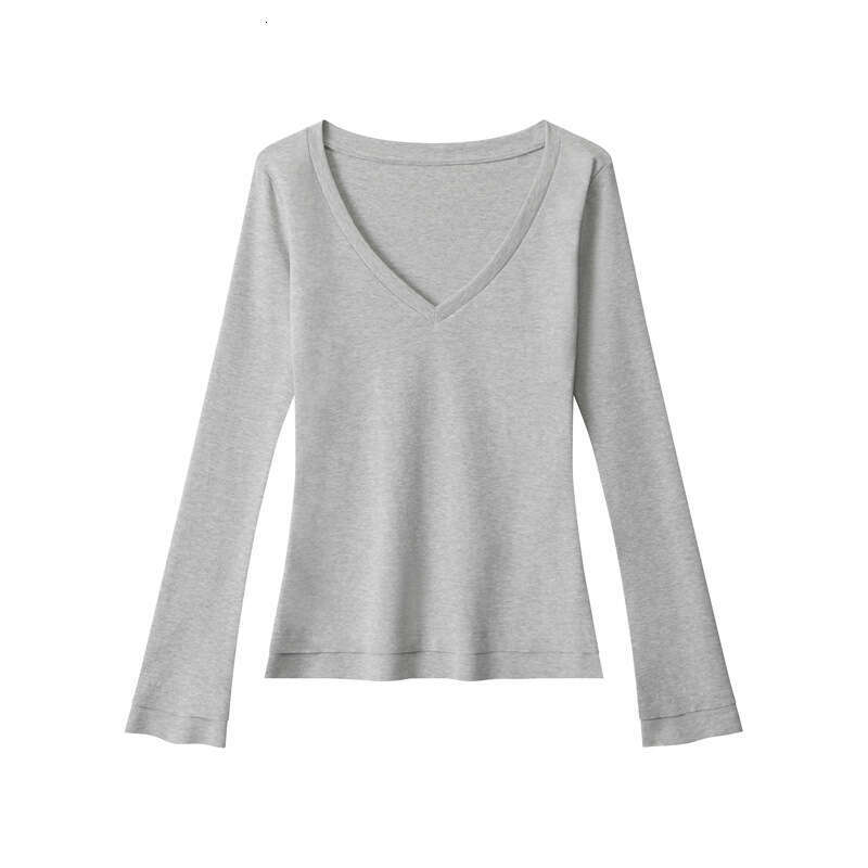 Heyhenry Spicy Girl Style V-Neck Long Sleeve T-Shirt Spring Autumn 25 New Slim Fit Inner Layer Base Shirt Top For Women B5
