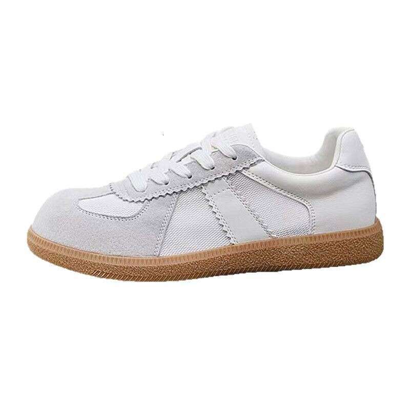 Grape Mom 2025 Summer Round Toe Mesh Color Block Casual Lace-up Training White Sneakers