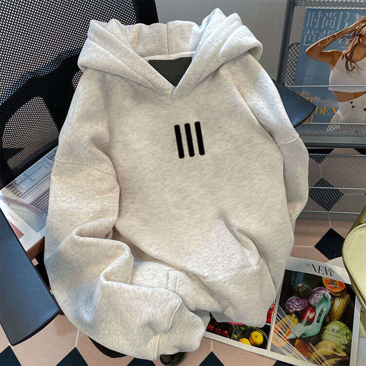 American Autumn Winter Hooded Sweatshirt for Women Oversize National Trend Fleece Lined Thickened Lazy Style Loose Top