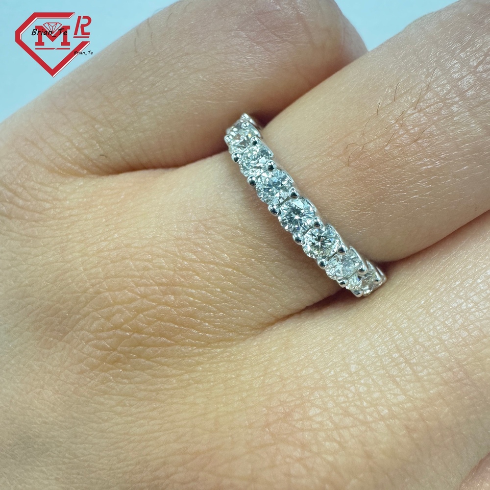 Moissanite Engagement Ring Eternity Wedding 925 Sterling Silver Band Prong Setting Moissanite Ring