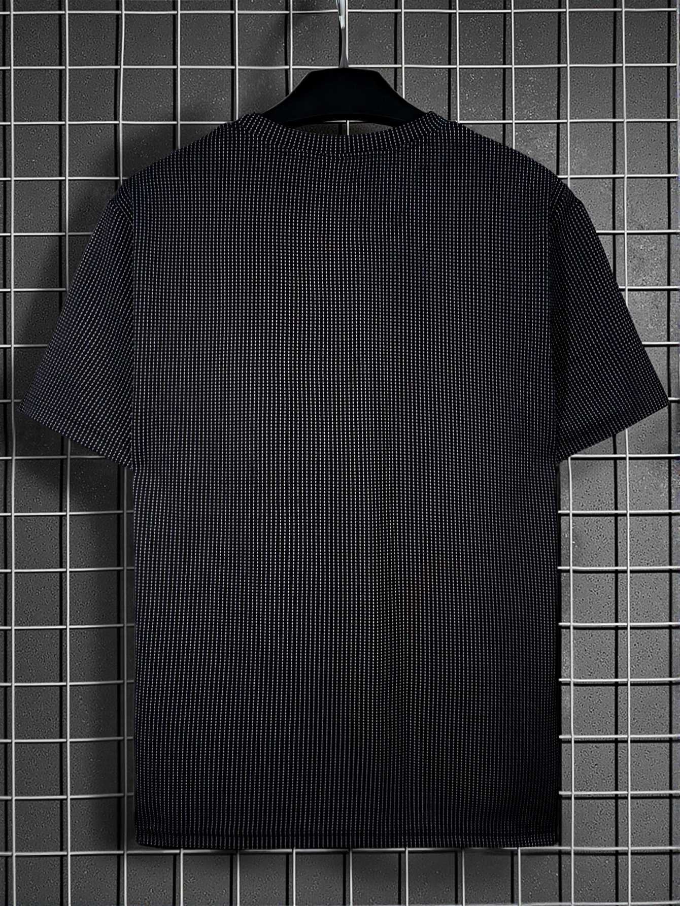 New Summer Waffle Casual Sports Comfortable Breathable Grid Round Neck Short Sleeved T-shirt for Mens Short Sleeved Top Male Y250819