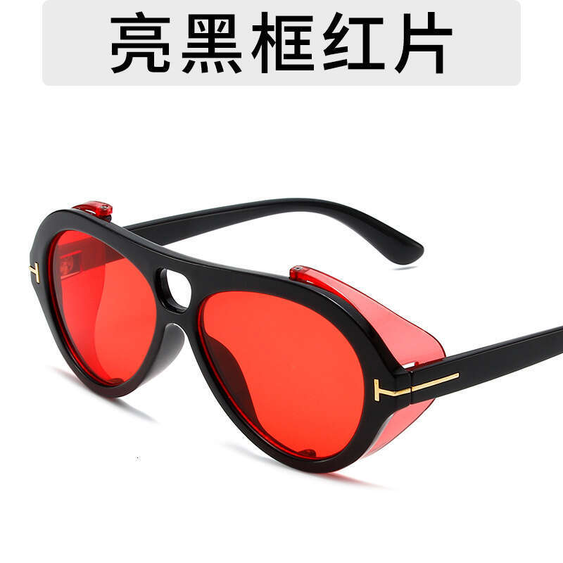 Round Frame Personality Hip-Hop Non-Mainstream Sunglasses for Women Punk Designer Men Wide Edge Niche Glasses