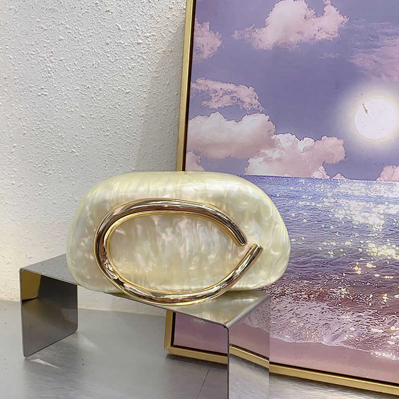 Marble Acrylic Clutch Evening Bag Metal Box Small Square Bag Versatile Party Phone Handheld Crossbody Small Bag