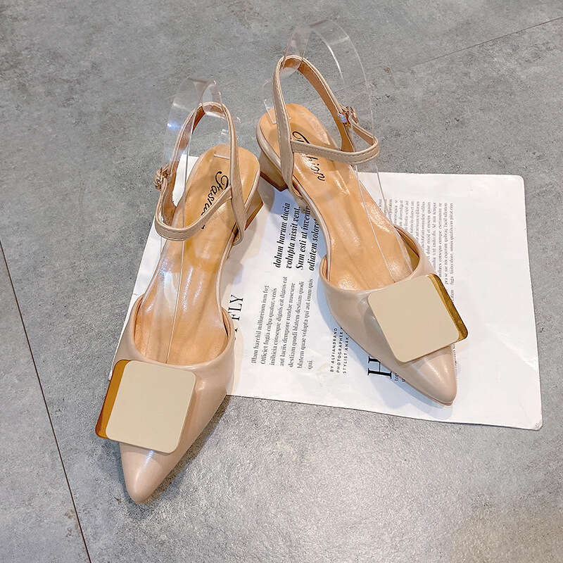 Summer Peep Toe Square Buckle Shallow Mouth Stiletto Sexy Professional High Heels Women 2023 Spring New Single Shoes