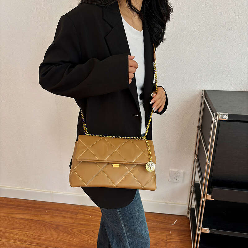 Texture Celebrity Women, Autumn 2025 New Trendy Fashion Diamond Chain Bag, Niche Single Shoulder Crossbody Bag for Women Designer Bags