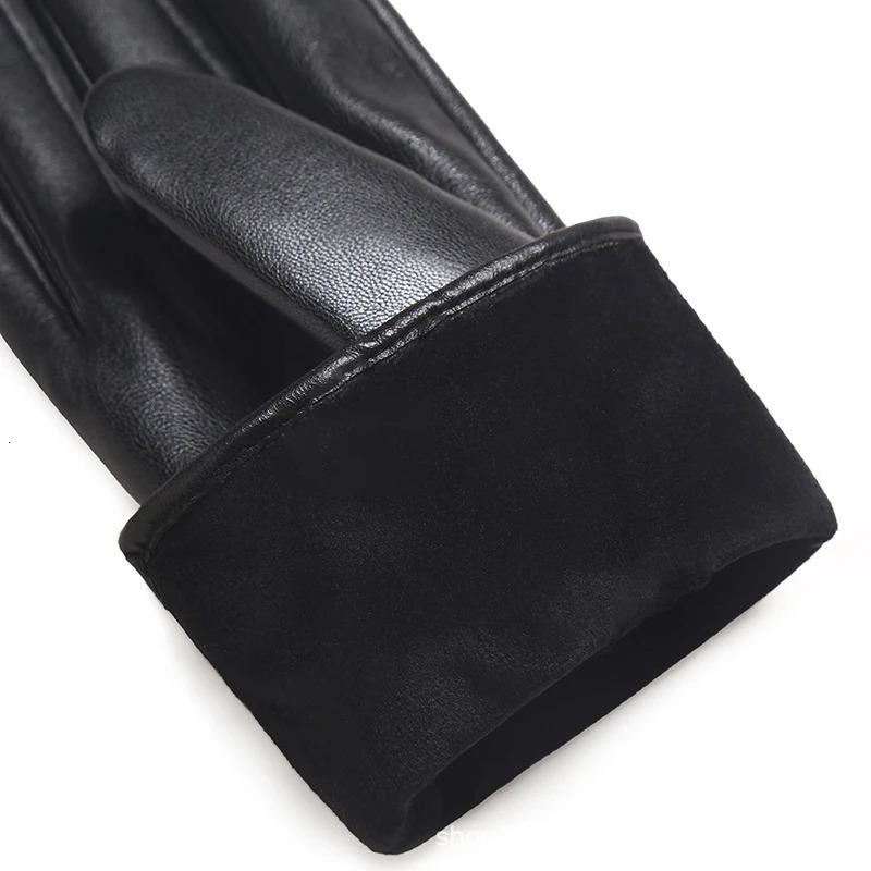 Winter Black Womens Gloves PU Leather Keep Warm Touch Screen Windproof Driving Guantes Autumn Business Female 250811