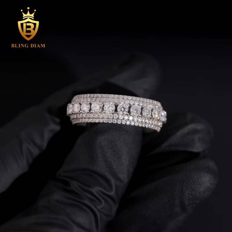 Fashion Hip Hop Jewelry 925 Sterling Silver Vvs Moissanite Pass Diamond Tester Vintage Wedding Rings for Men and Woman