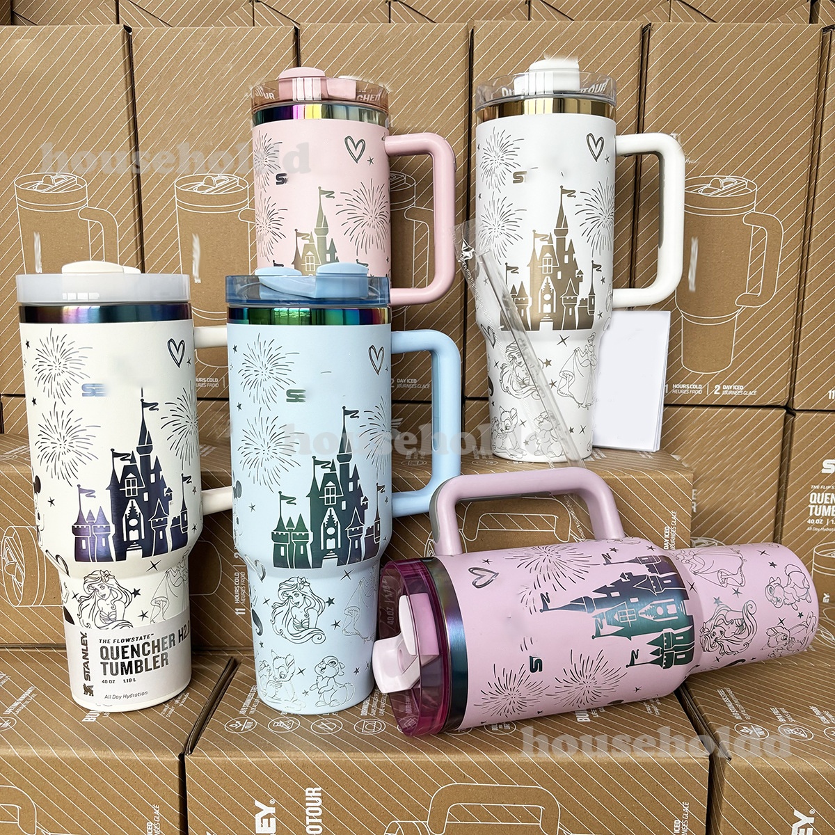 stampup stampup stampup stampup Thermos 40oz Stainless Steel Tumbler with Handle Straw 304 Insulated Cup for Car Office and Outdoor Use