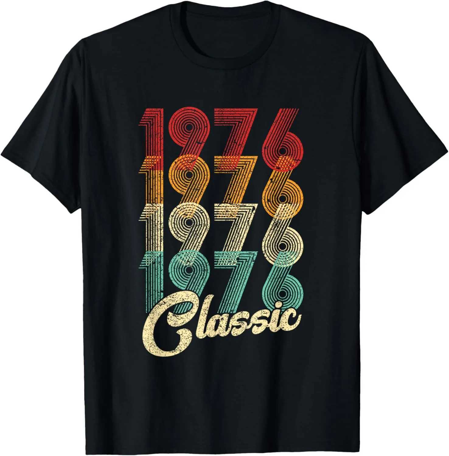 Vintage 1976 MUsic Cassette 48th Birthday Gifts Years Old T-Shirt Graphic Custom Printed Short SLeeve Shirts Men Clothing Y250819