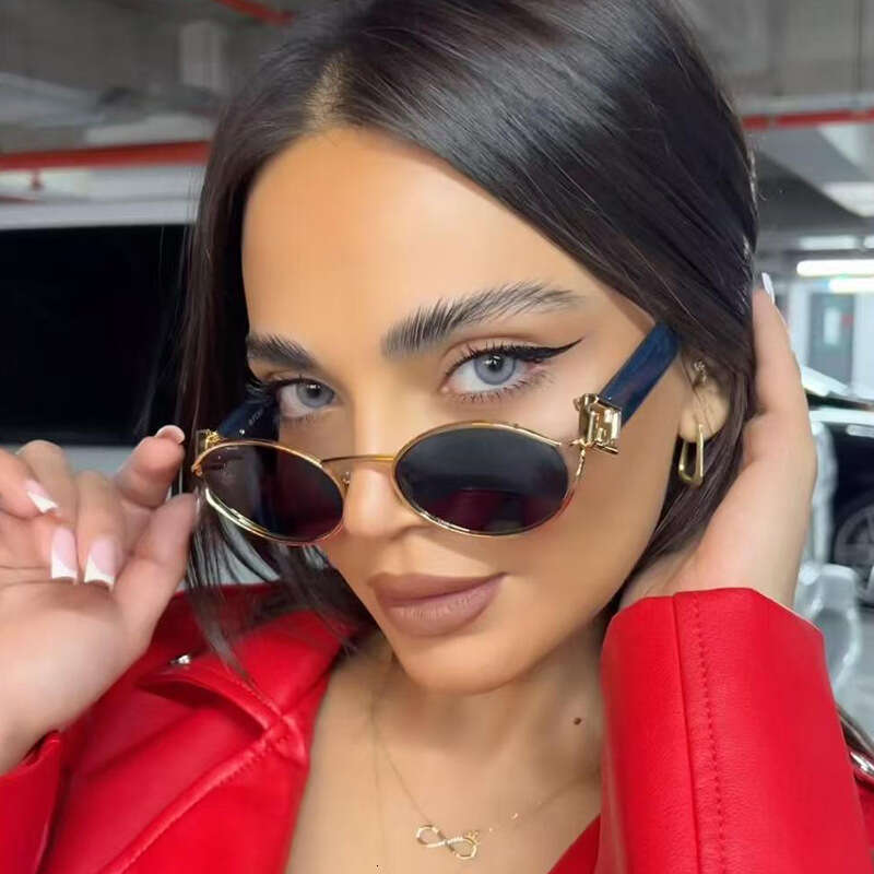 New Oval Full Frame Designer Fashion Letter F Decoration Glasses Trendy UV Protection Sunglasses