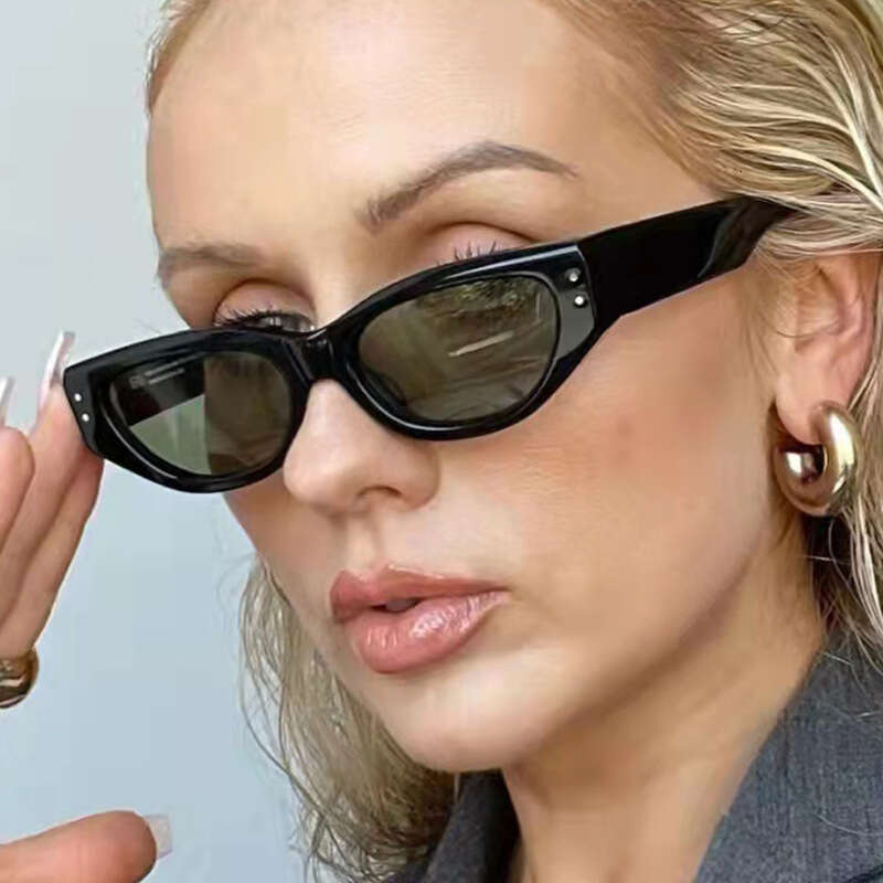2025 Trendy New Cat Eye Small Frame Sunglasses Ins Jelly Designer Color Simple Rivet Glasses
