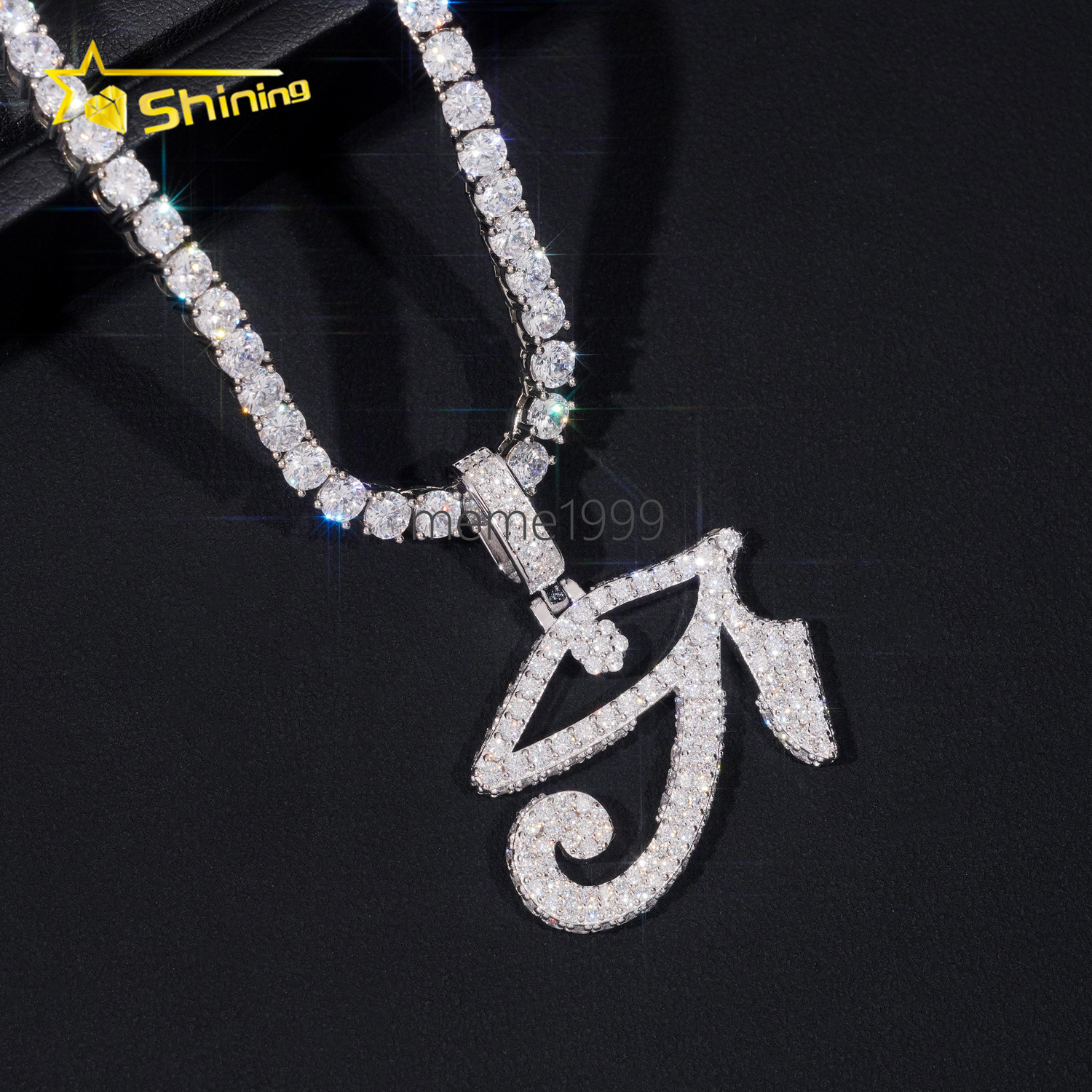 Fine Jewelry Iced Out Charms Gold Plated 925 Silver Hip Hop Moissanite Eyes Charms Pendant