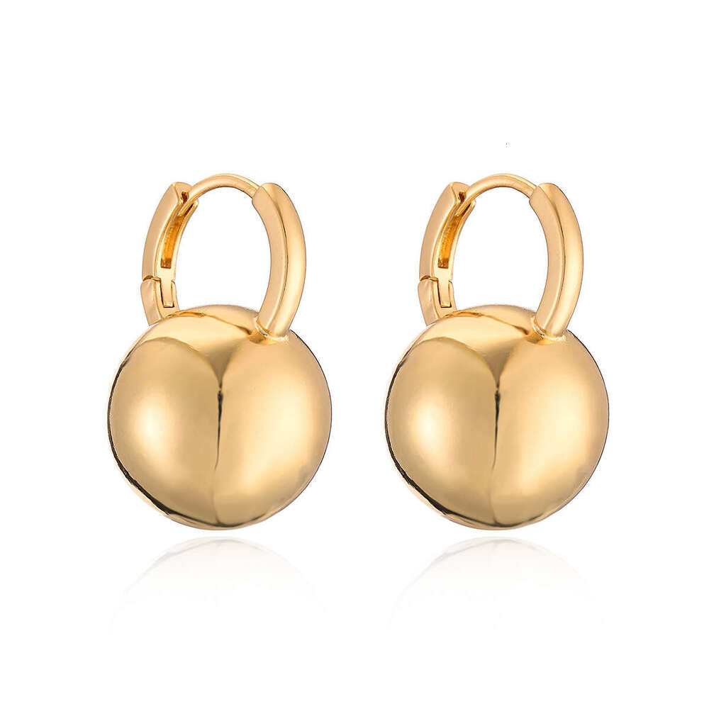 Fashion Copper Designer Gold-Plated Smooth Round Ball for Women INS Niche Personality High-End Earrings New
