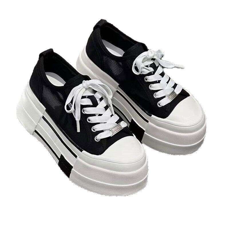 White Sneakers Women 2025 Summer New Mesh Fashion Versatile Thick Sole for Petite Height Increase Platform Casual Shoes