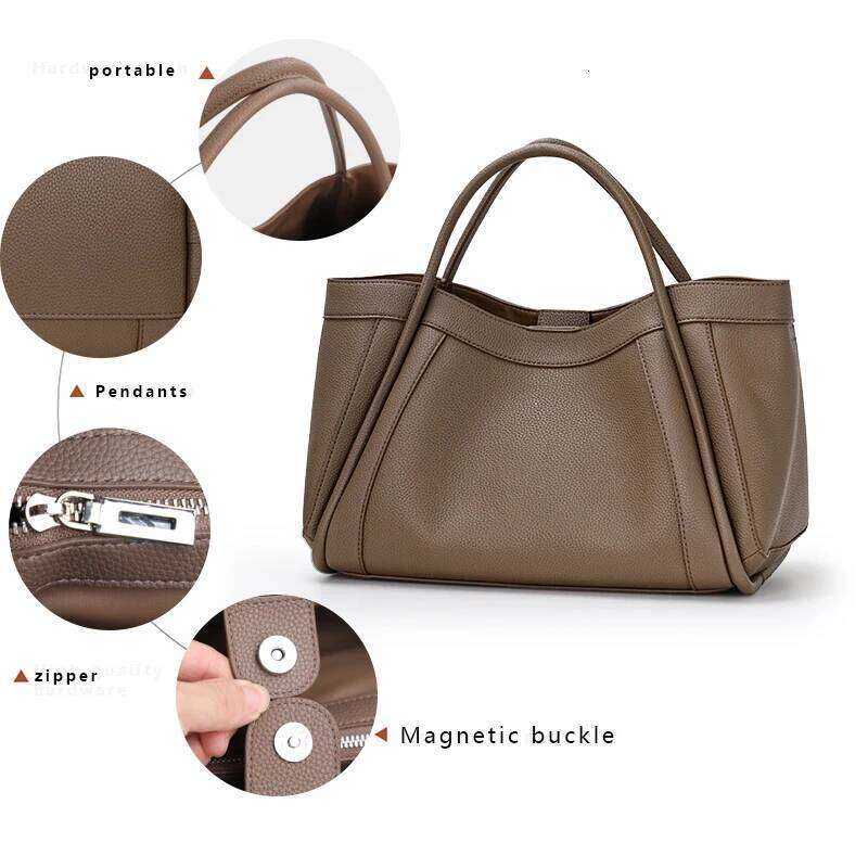 Aidrani New High-Capacity High-Quality Cowhide Bag, Simple And Casual Portable Women's Bag