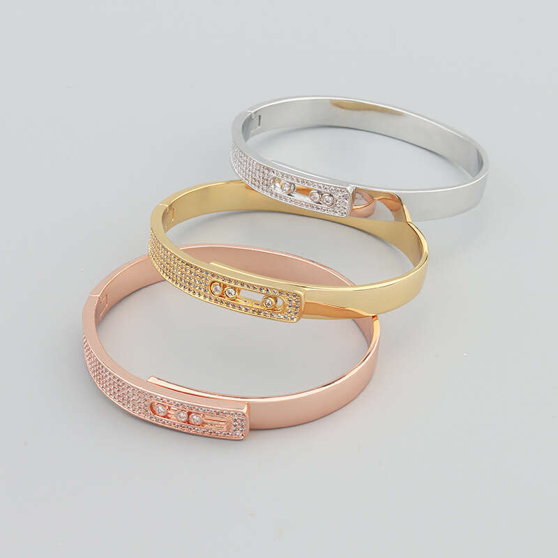 INS Fashion Creative Half Dia Inlaid Copper Gold-Plated Personality Girl Forest Style Bracelet Direct Sale