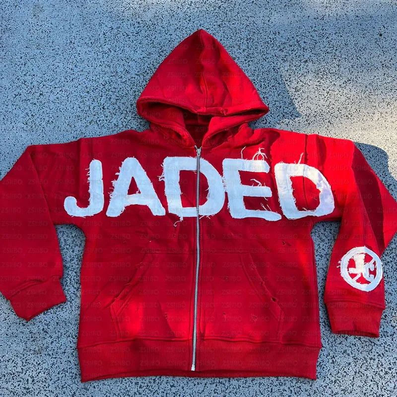 Y2k American High Street Trend Jacket Men Letter Embroidered Zipper Hoodie Harajuku Fashion Retro Oversized Sweatshirt Women 250818