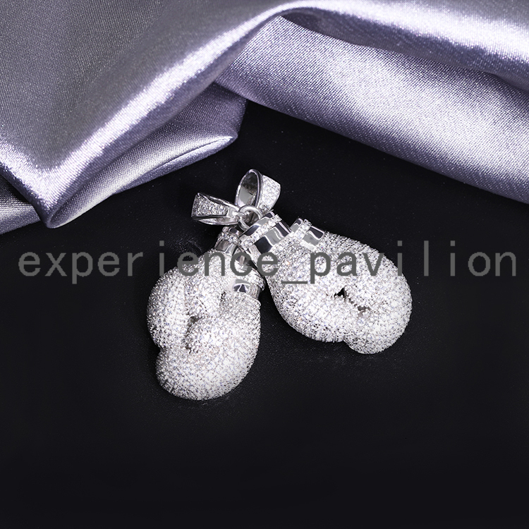 Factory Wholesale Hip Hop Jewelry 925 Sterling Silver VVS Moissanite Diamond Iced Out Boxing Gloves Pendant for Men Women
