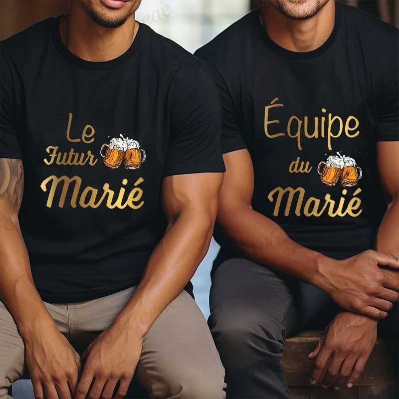 French Evg Team Married Tops Single Farewell Bachelor Party T Shirt Future Groom Man Tshirt Fashion Beer Graphic Wedding Tees Y250819