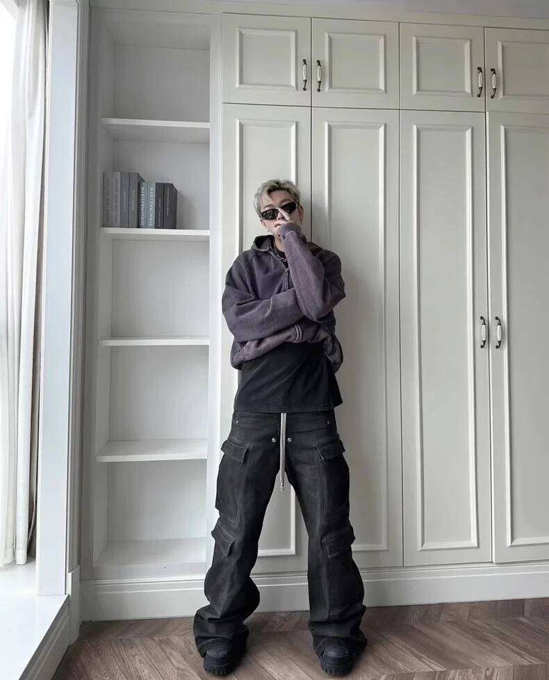 Owen Seak Men Cargo Pants Casual Loose Gothic Men's Trousers Autumn High Street Black Long Pant Size XL