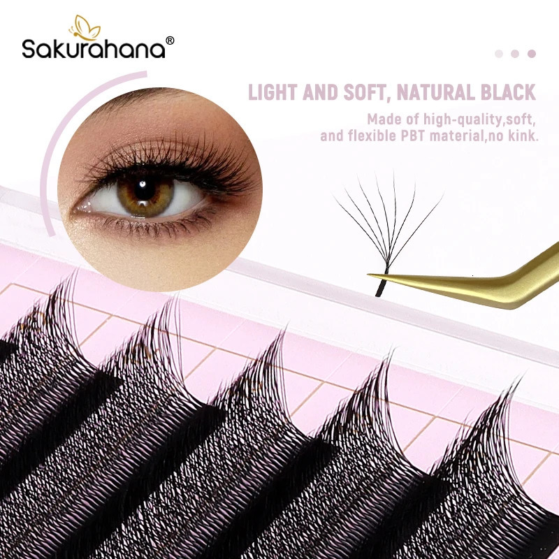 SAKURAHANA Automatic Flowering W Shaped Bloom 6D 7D 8D Premade Fans CDLLU Curl Mink Individual Lash 250811
