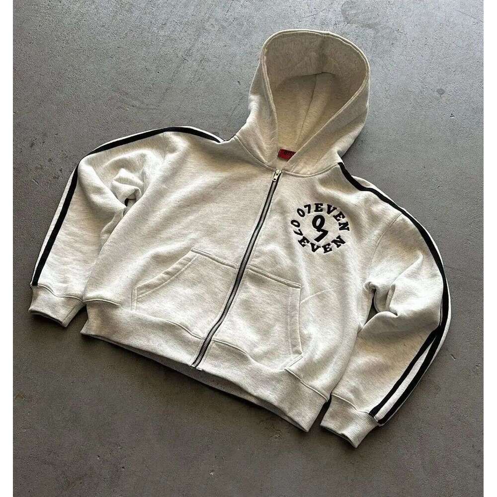 2025 New Zipper Hooded Sweatshirt Unisex Letter Print Sports Shirt High Street Sweatpants Set