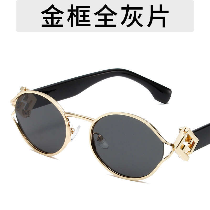 New Oval Full Frame Designer Fashion Letter F Decoration Glasses Trendy UV Protection Sunglasses