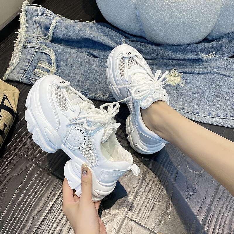 2023 Summer New Women's Breathable Mesh Dad Fashion Versatile Casual Sports Platform Thick Sole Trendy Shoes