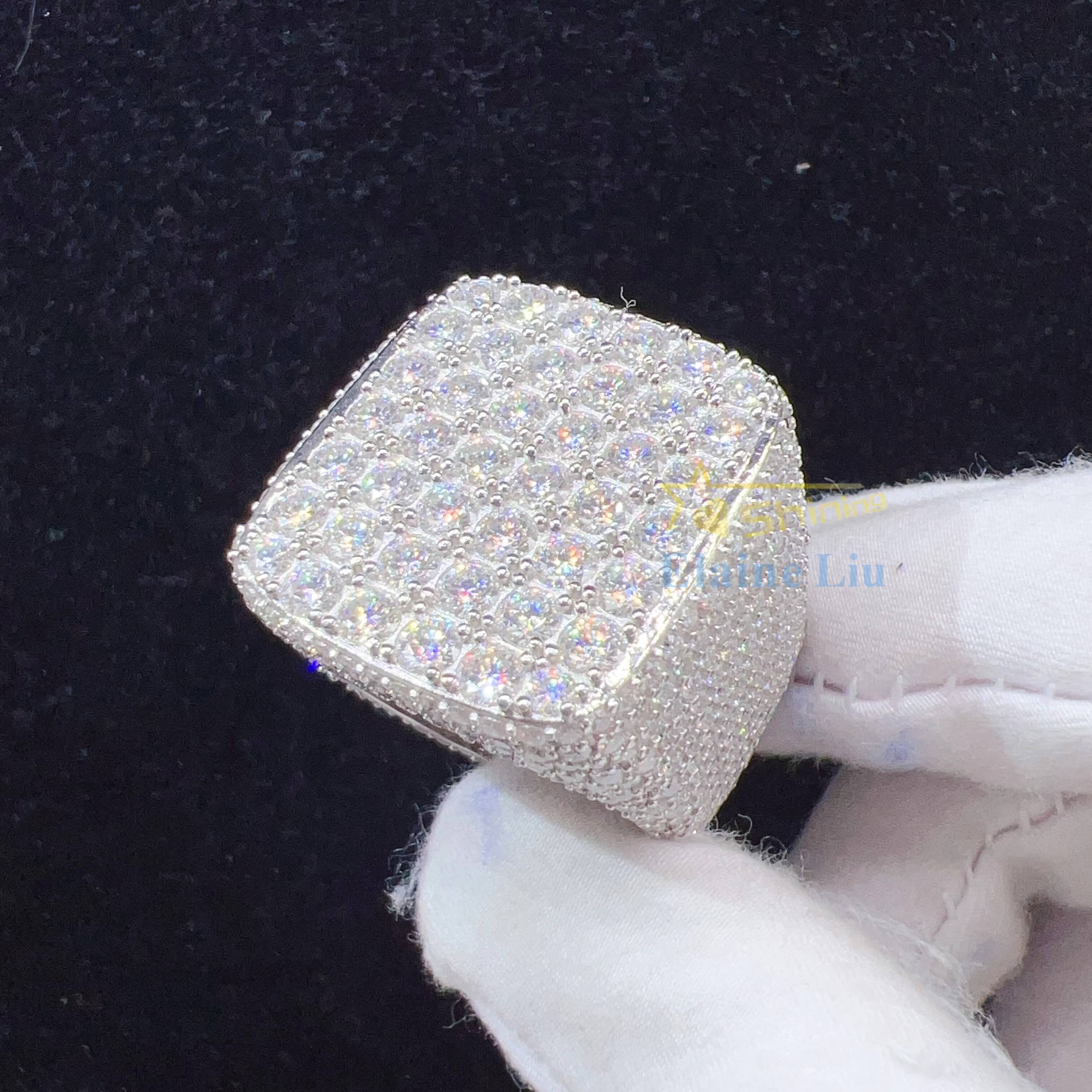Factory Direct Sale Sterling Silver 925 Rings Custom Vvs Moissanite Iced Out Diamond Hip Hop Fine Jewelry Ring