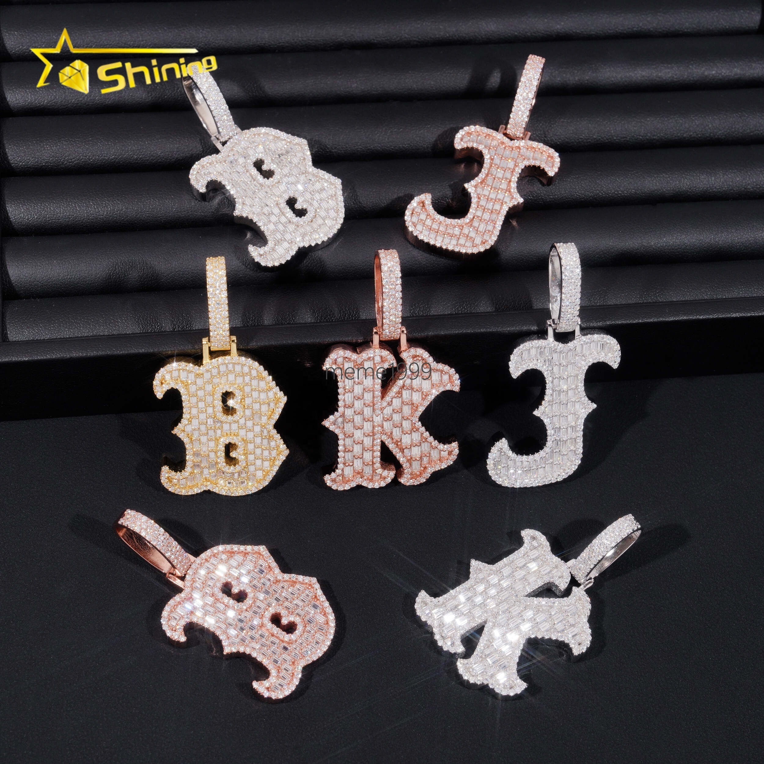 Moissanite Bling Jewelry 925 Silver Mens Diamond Letter B Iced Out Hip Hop Moissanite Pendant