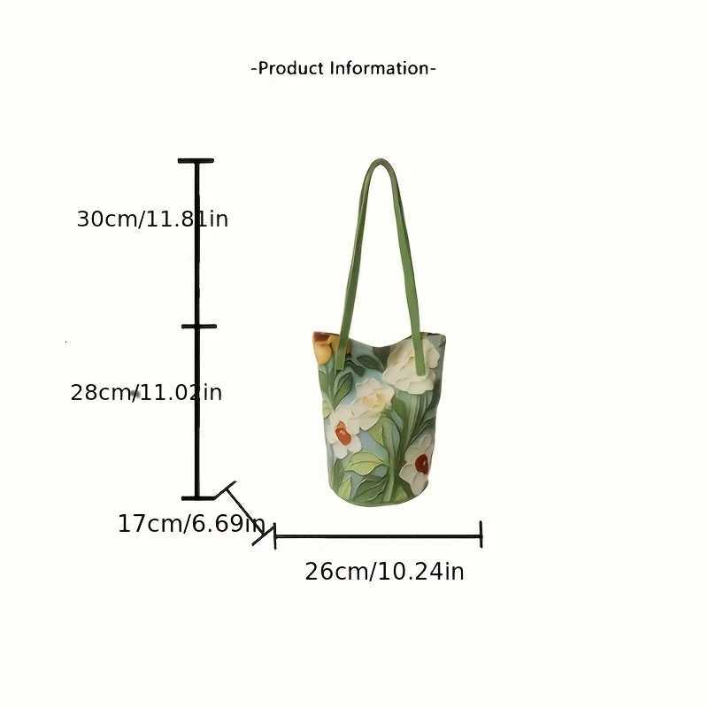 Large-Capacity Bucket Bag for Women Fashion Handbag Casual Shoulder Storage with Lovely Flower Design Premium Sense Y250819