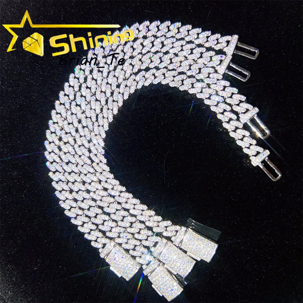 Hot Selling Pass Diamond Tester 925 Sterling Silver Hip Hop 6mm 8mm Iced Out Vvs Moissanite Diamond Cuban Link Bracelet