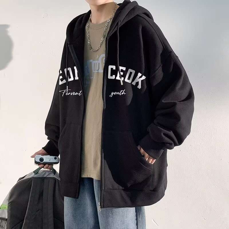 Artistic Style Spring and Autumn Campus Sports Hoodie Cardigan Sweatshirt Men's Clothing Jacket