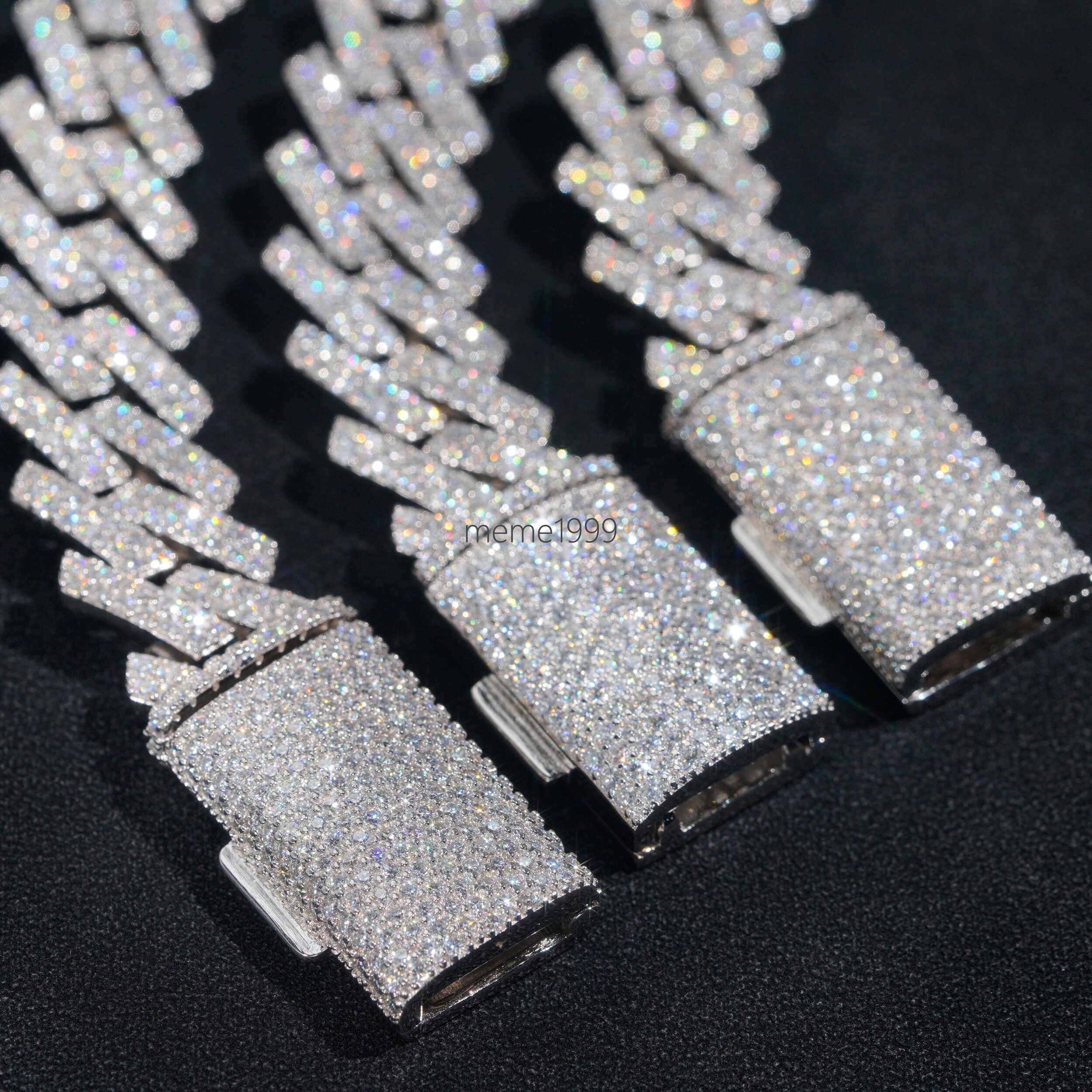 Top Trendy 15mm 2 Rows Iced Out Bling Vvs1 d Color Moissanite Diamond Cuban Chain Hip Hop Necklace Jewelry