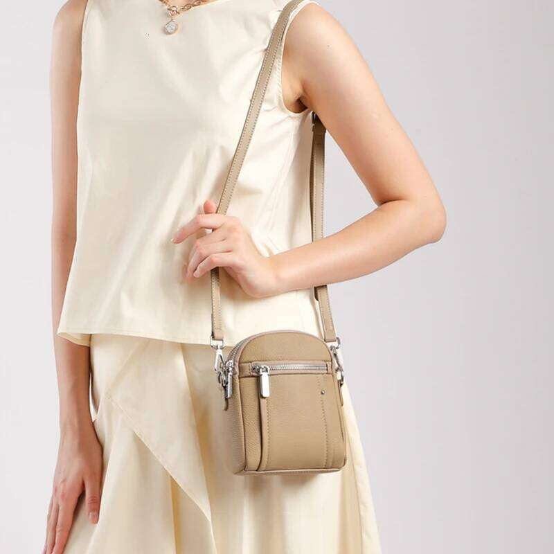 Hifashion 100% Genuine Leather Mini Crossbody Bags For Women 2025 Trend Designer Functional Shoulder Purses Girls Phone Handbags